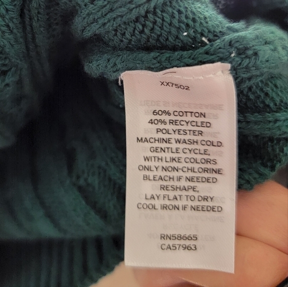 BP Cable Knit Green Cotton & Recycled Polyester Sweater L Large - Picture 13 of 14